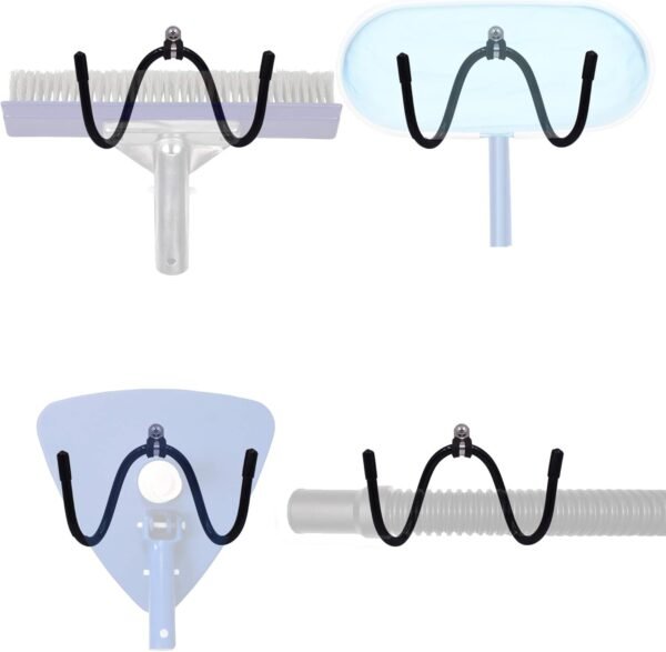 Pool Tool Organizer Holder Pool Cleaning Accessory Organizer Holder Rack - Store Poles, Brushes, Nets, Vacuum Heads,Leaf Rakes, Skimmers, etc (4)