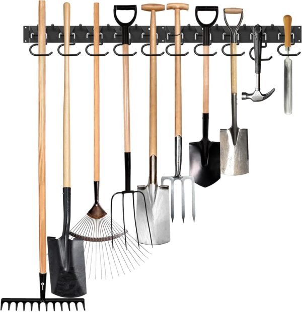 34 Inch Mop and Broom Holder Wall Mount,apply to Storage Rack for Indoor/Outdoor Broom, Mop, Shovel, Rake Garden Tool Organizer Wall Mount