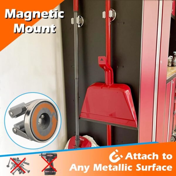 Broom Holder,8PCS Strong Magnetic Broom and Mop Clip Universal Utility Hooks for Cleaning Tools Storage,Anti-Broken Heavy Duty Adjustable Magnetic Tool Holders for Garage Basement