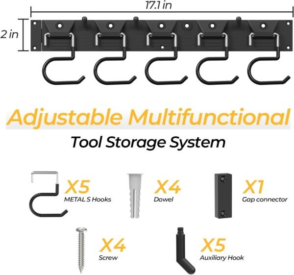 34 Inch Mop and Broom Holder Wall Mount,apply to Storage Rack for Indoor/Outdoor Broom, Mop, Shovel, Rake Garden Tool Organizer Wall Mount
